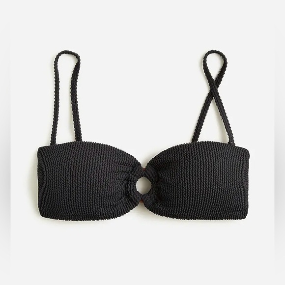 J. Crew Heritage Textured O-ring Bandeau Bikini Top&Bottom BP264 Sz 2X Black NWT - Picture 1 of 8